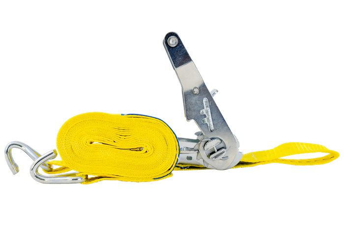 Juego de cuatro correas de transporte UNITRAILER con tensor, 4 m/25 mm/1 t, color amarillo.