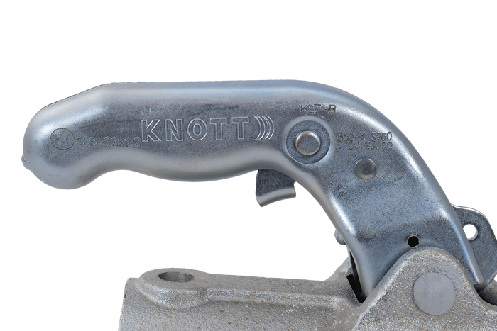 Enganche de bola KNOTT K27-B para remolque de 2700 kg con barra de tiro de tubo de 45 mm, hierro fundido