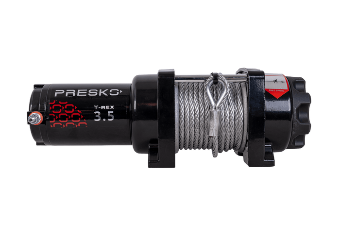 Cabrestante eléctrico para remolque PRESKO T-REX 3.5 12V 1590kg con cable de acero de 12m