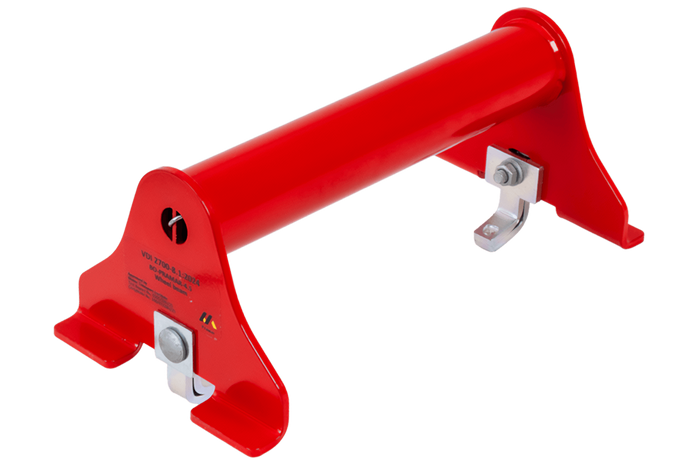 Bloqueo de rueda para grúa PRAMAR Radstopper VDI 2700 rojo - ajustable, universal