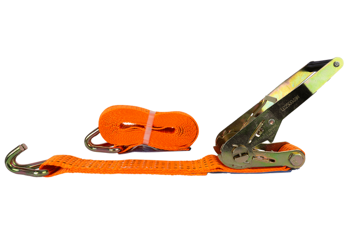 Juego de cuatro correas de transporte UNITRAILER de 5 m/50 mm/5 t de color naranja con tensor.