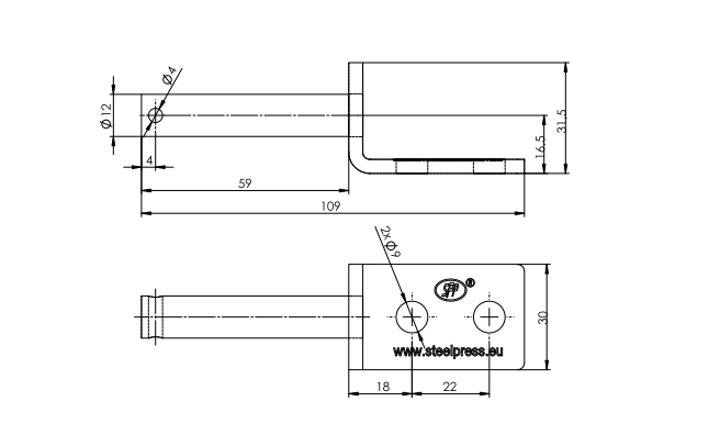 Soporte de bisagra lateral de remolque STEELPRESS UZ-01B para montaje lateral de remolque