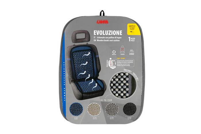 Cojín de asiento con cuentas de madera gris LAMPA Evoluzione, alfombrilla para asiento de coche