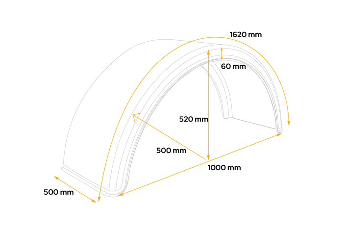 Guardabarros doble para remolque de 17,5 a 19,5", paso de rueda DOMAR DK1530 de 1000/500 mm