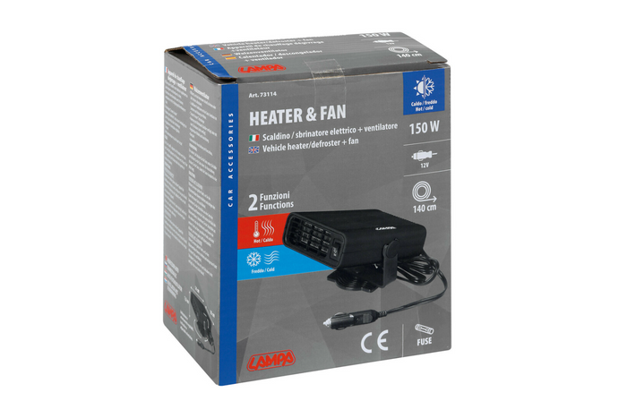 Calentador de coche, ventilador LAMP Calentador y ventilador 12V 150W