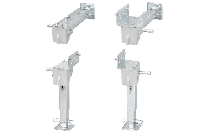 Juego de dos soportes extensibles con manivela y montaje ProPlus 361500 para remolque de plataforma plana de 1000 kg (290-460 mm)