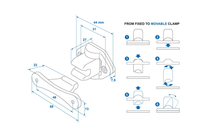 Pestillo para puerta de caravana ProPlus 362622PMBK, manija de sujeción de puerta negra