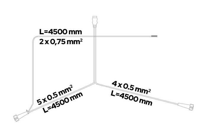 Juego de luces: luces traseras ASPÖCK MULTIPOINT V + luces de posición laterales ASPÖCK FLEXIPOINT I + arnés ASPÖCK de 7 pines y 4,5 m