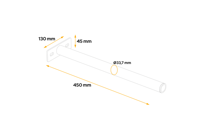 Tubo recto para el montaje del guardabarros DOMAR D51100, diámetro del soporte 33 mm, longitud 450 mm.