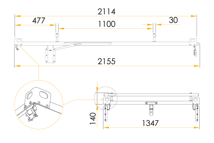 UNITRAILER GARDEN TRAILER 201 KIPP cubierta de remolque con cilindros / cerradura con llave