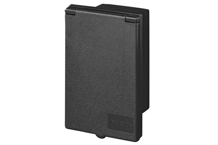 Enchufe de pared externo CEE ProPlus 373505BK, 160 × 100 mm, negro.