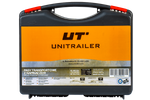 Juego de cuatro correas de transporte UNITRAILER de 4 m/25 mm/0,68 t de color naranja con tensor, en maleta.