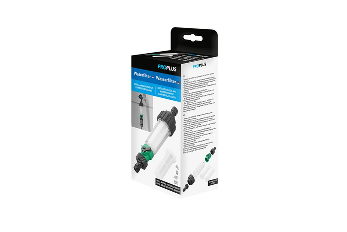 Filtro de agua ProPlus 150770 para grifo/manguera con conexión universal y filtro adicional.