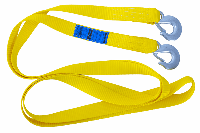 Cuerda de remolque con ganchos UNITRAILER correa de remolque 5m/50mm/7,5t amarilla