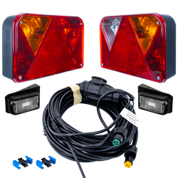 Juego de luces: luces traseras DOBPLAST + luces laterales LED DOBPLAST + arnés MANTES 8m 13-PIN + conectores rápidos