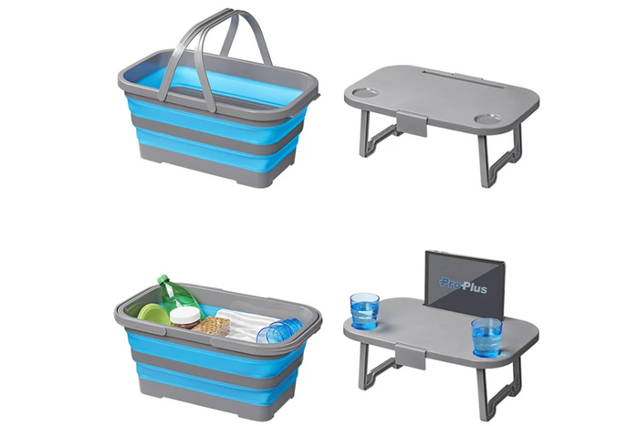 Cesta de picnic con tapa ProPlus 370315, cesta plegable con función de mesa, 20 L.