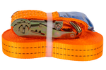 Juego de cuatro correas de transporte UNITRAILER de 12 m/35 mm/2 t de color naranja con tensor.