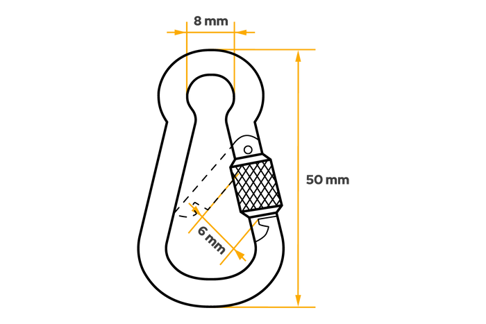 Mosquetón con seguro para cuerdas DROMET KSZ.5.50 Mosquetón de bombero 5x50mm