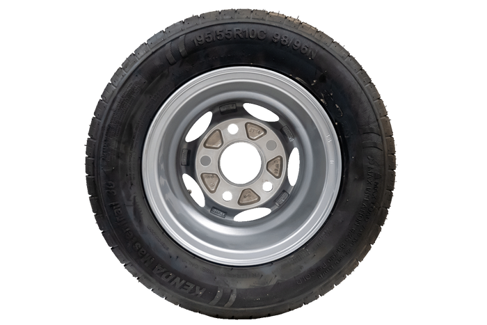 OUTLET Rueda reforzada para remolque NEUMÁTICO KENDA 195/55 R10C 98/96N LLANTA ALU STARCO 6Jx10"H2 5x112 ET:-4