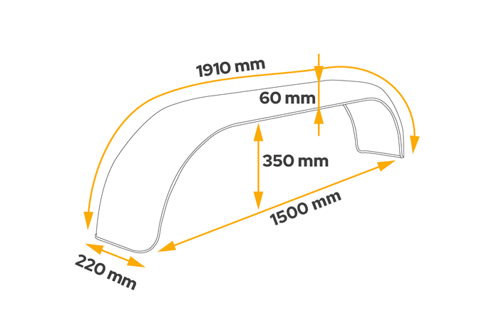 Guardabarros tándem para remolque 13-14" DOMAR D29250 paso de rueda plano 1500/220mm