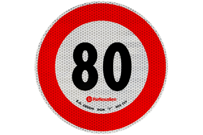 Pegatina reflectante LÁMPARA Señal de límite de velocidad 80 km/h B-33
