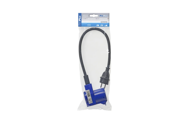 Adaptador con clavija Schuko para conector acodado CEE + base Schuko Proplus 373528 cable 40cm