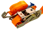 Juego de cuatro correas de transporte UNITRAILER de 2 m/25 mm/1 t de color naranja con tensor.