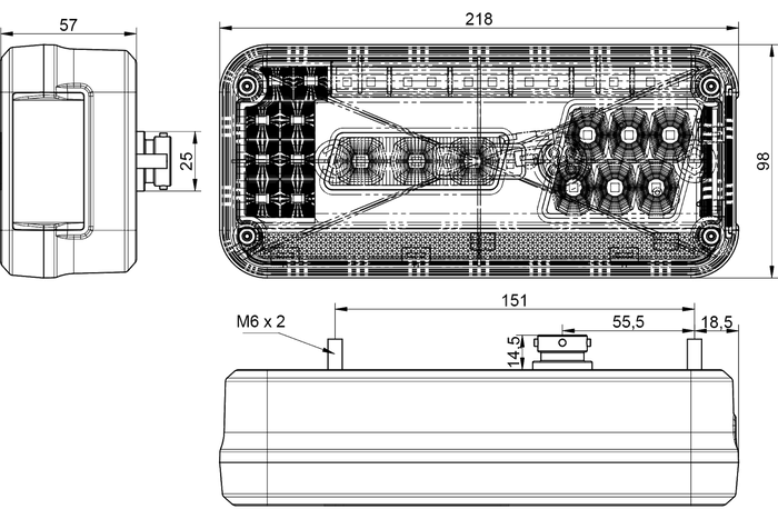 Piloto trasero LED DOBPLAST DPT30 6 funciones izquierda