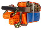 Juego de cuatro correas de transporte UNITRAILER de 5 m/50 mm/5 t de color naranja con tensor.
