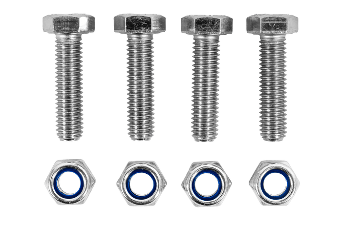 Juego de 4 tornillos hexagonales M8x30 y 4 tuercas autoblocantes M8 MARCOPOL, clase de tornillo 5.8 DIN933