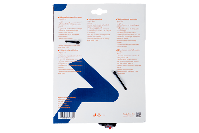 Candado reforzado para bicicleta con código PROFEX 81601, 90 cm de largo.