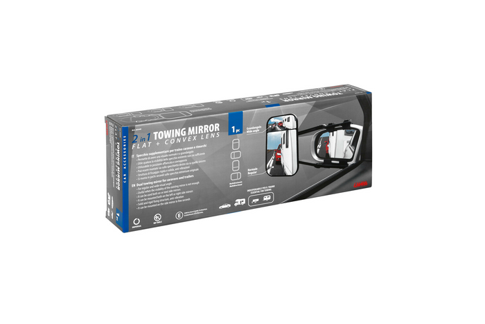 Espejo de remolque universal LAMP con lente plana y convexa