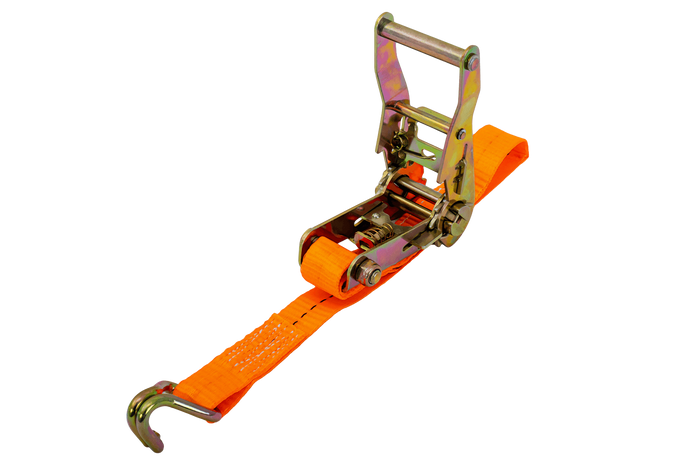Juego de cuatro correas de transporte UNITRAILER de 4 m/25 mm/1 t de color naranja con tensor.