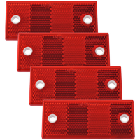 Conjunto: cuatro reflectores rojos 90x40 mm con agujeros, rectángulo