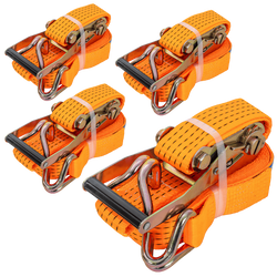 Juego de cuatro correas de transporte UNITRAILER de 8 m/50 mm/5 t de color naranja con tensor.