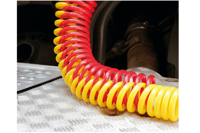 Funda para cable en espiral LAMPA Truck-Tights 97171, funda flexible amarilla, 220 cm de diámetro, 11 cm.