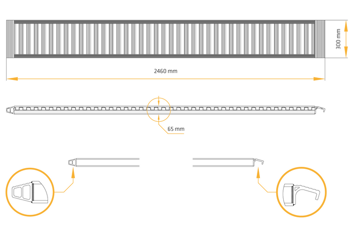Rampa de aluminio 2,5 metros 3000 kg