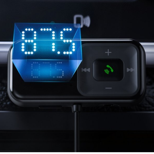Transmisor FM BASEUS T tipo S-16 con Bluetooth 5.0, reproductor MP3 y cargador para coche con 2 puertos USB.
