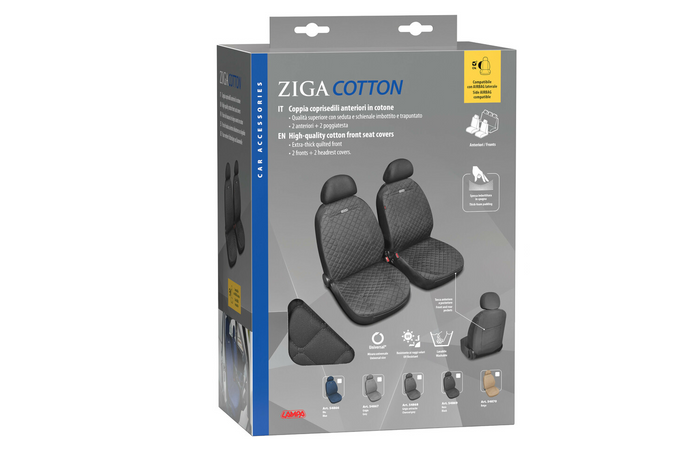 Fundas de asiento de coche LAMPA Ziga, color antracita, para los asientos delanteros