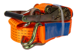 Juego de cuatro correas de transporte UNITRAILER de 12 m/50 mm/5 t de color naranja con tensor.