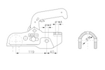Enganche de bola WINTERHOFF WW 350-RB-K1414 para remolque de 3500 kg con barra de tiro de tubo de 50 mm, hierro fundido.