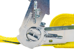 Juego de cuatro correas de transporte UNITRAILER amarillas de 3 m/25 mm/1 t con tensor.