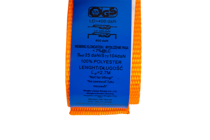 Juego de cuatro cintas transportadoras KAMAR de 3 m/25 mm/0,8 t de color naranja con tensor.