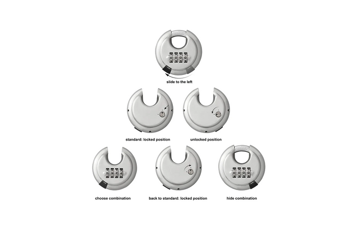 Candado redondo con cerradura de combinación ProPlus 341317, candado con grillete y código de 70 mm