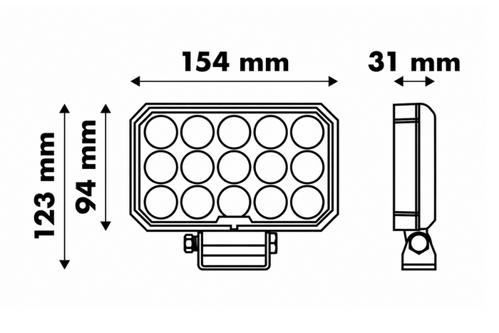 Reflector de lámpara de trabajo LED LAYTZ LY7303, 60 LED, 6000 lm, rectangular