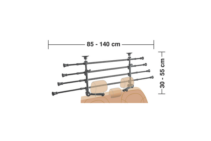 Mampara de maletero LAMP GRG-9 Barrera compacta para perros y equipaje 85-140cm