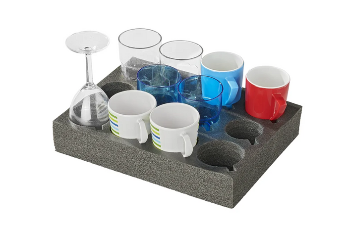 Soporte para vasos y tazas ProPlus 761472 para caravana, de espuma rígida, con capacidad para 12 vasos.