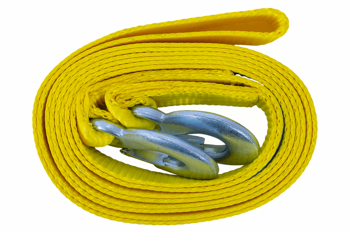 Cuerda de remolque con ganchos UNITRAILER correa de remolque 5m/50mm/7,5t amarilla