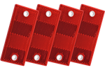 Conjunto: cuatro reflectores rojos 90x40 mm con agujeros, rectángulo