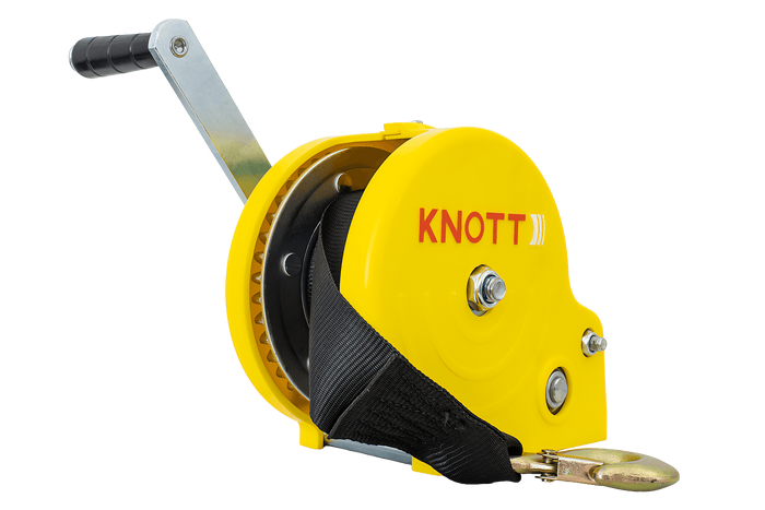 Cabrestante KNOTT 450 KG con cinta carcasa amarilla